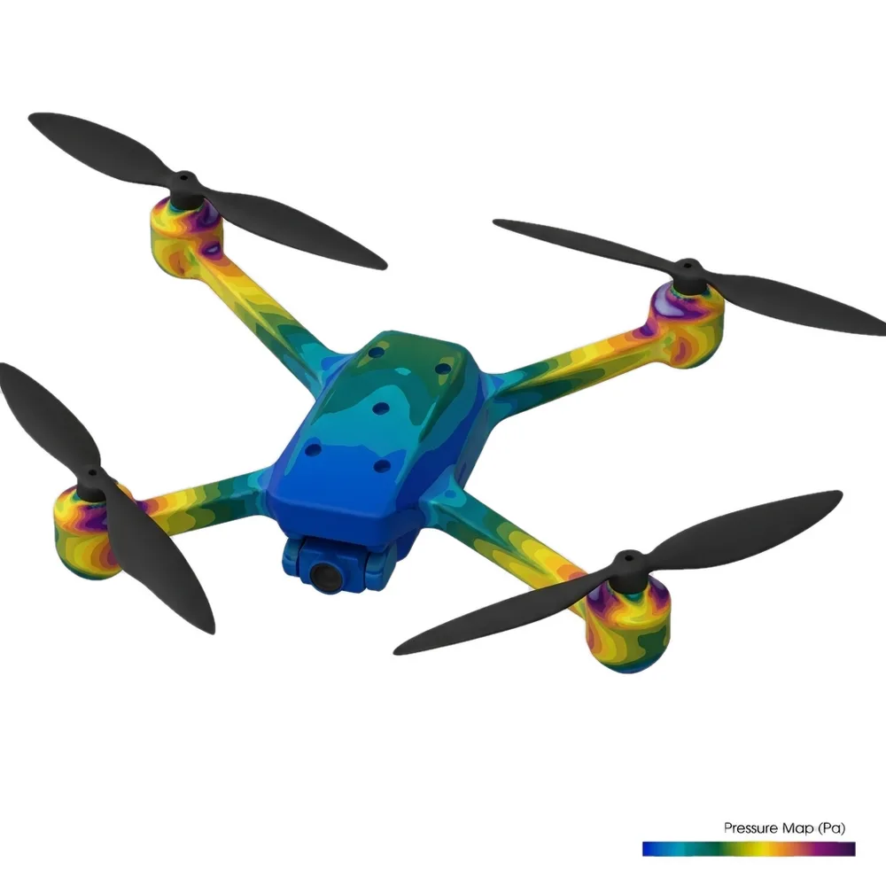 Simulated pressure map on an AeroKyne quadcopter